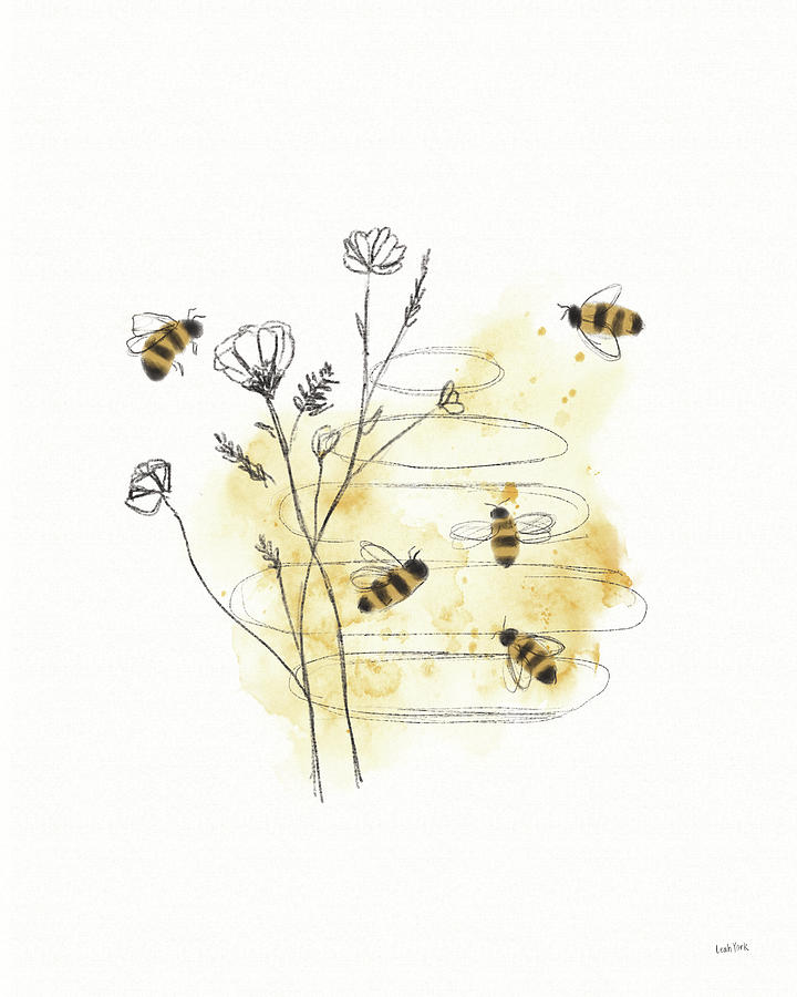Animal Painting - Bees And Botanicals I by Leah York