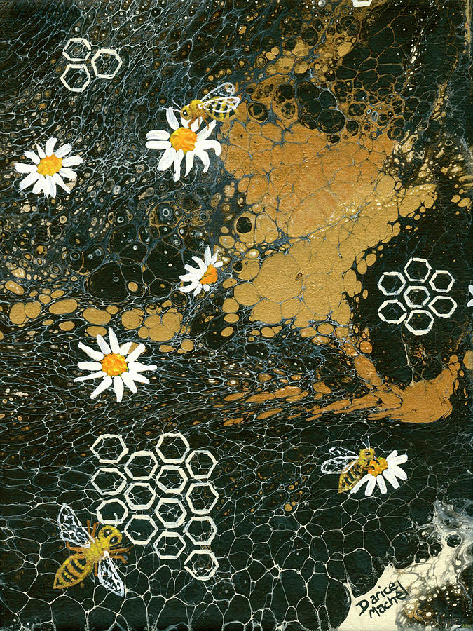 Bees And Daisys Painting by Darice Machel McGuire