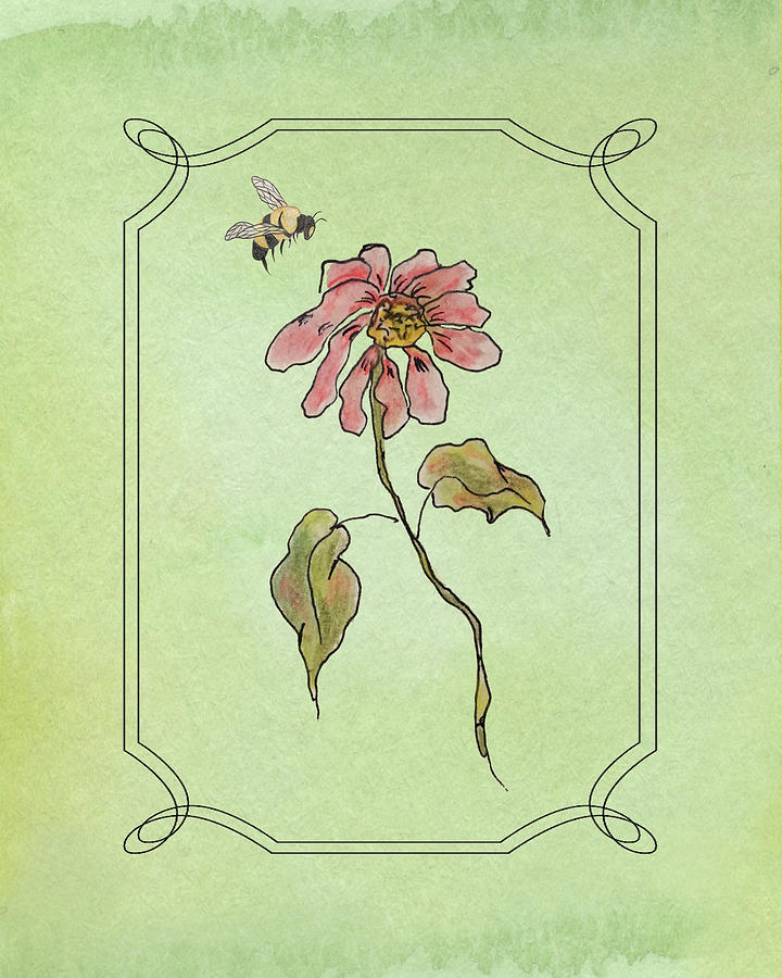 Bees Love Pink Mixed Media by Elizabeth Gyles Johnson
