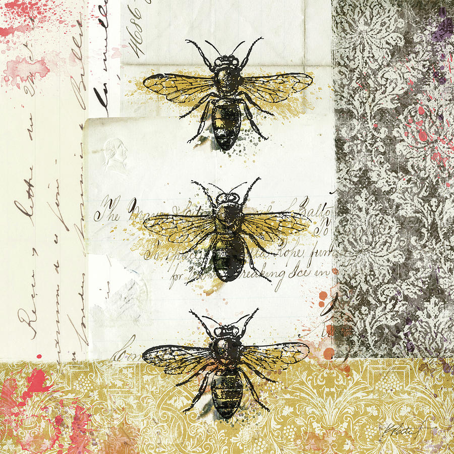 Insects Painting - Bees N Butterflies No 1 by Katie Pertiet