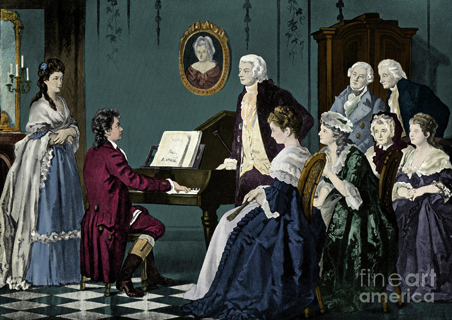 Beethoven Playing For Wolfgang Amadeus Mozart Drawing by Unknown
