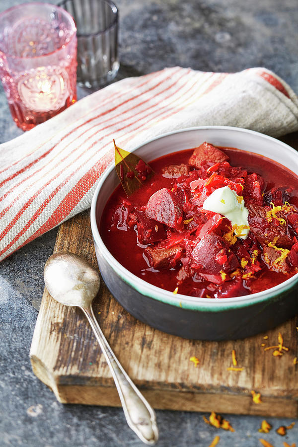 Beetroot And Beef Stew Photograph by Meike Bergmann