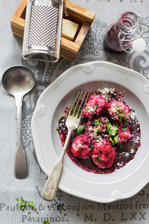 Beetroot Gnudi With Parsley Photograph by Lilia Jankowska
