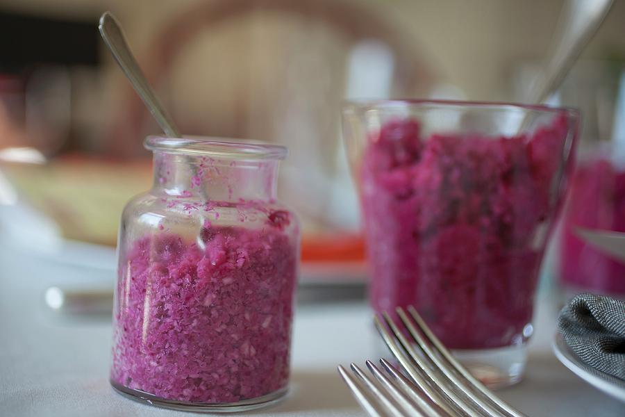 Beetroot Mousse With Horseradish For Passover Photograph by Rene Comet