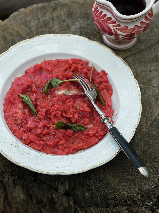 Beetroot Risotto With Sage Photograph by Andreas Thumm