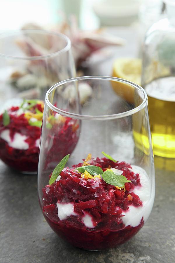 Beetroot Salad With Yoghurt, Mint And Orange Zest Photograph by Danya Weiner