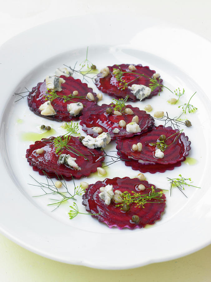 Beetroot With Dill, Pine Nuts And Blue Cheese Photograph by Barbara Lutterbeck