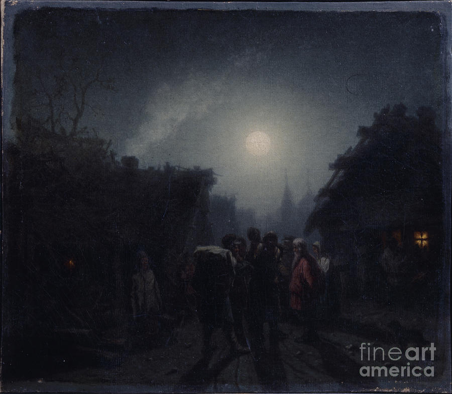 Celebration Drawing - Before A Tavern. Night Scene by Heritage Images