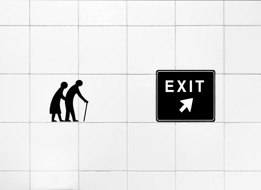 Sign Photograph - Before Entering Let Out by Andrs Gmiz