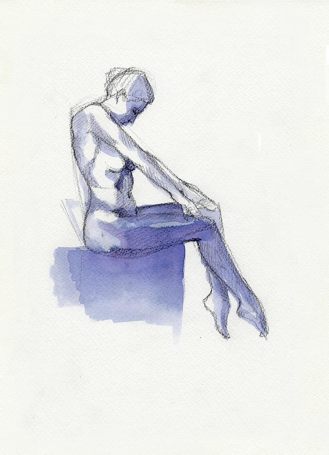 Before the Bath Drawing by Raffaello Saverio Padelletti