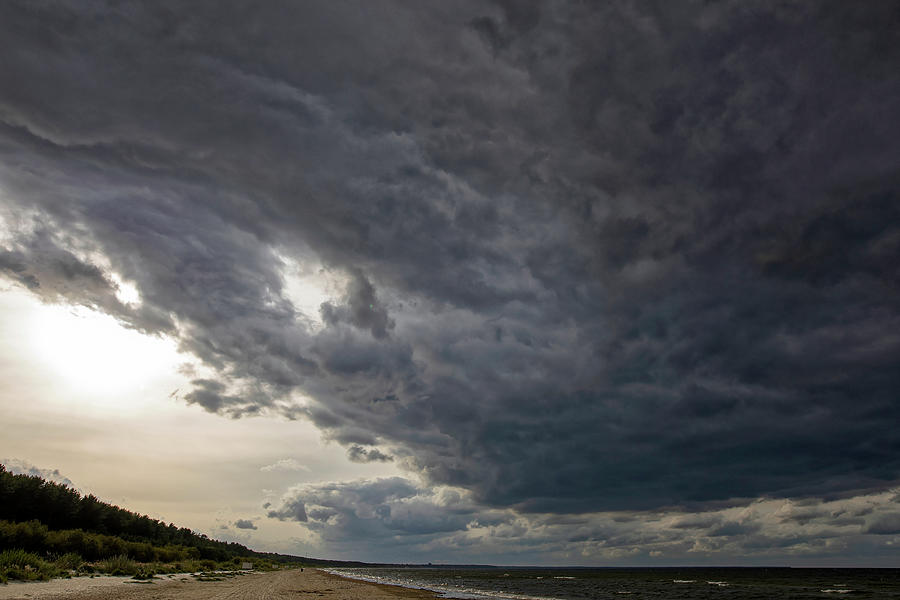 A Storm Is Coming To The Beach  Jurmala  Photograph by Aleksandrs Drozdovs