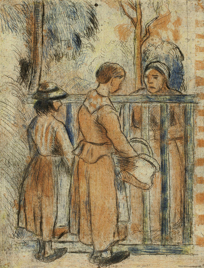 Beggar Women Relief by Camille Pissarro