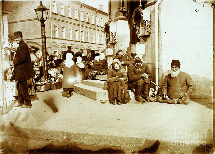 Beggars In Front Of The Valaam Drawing by Heritage Images