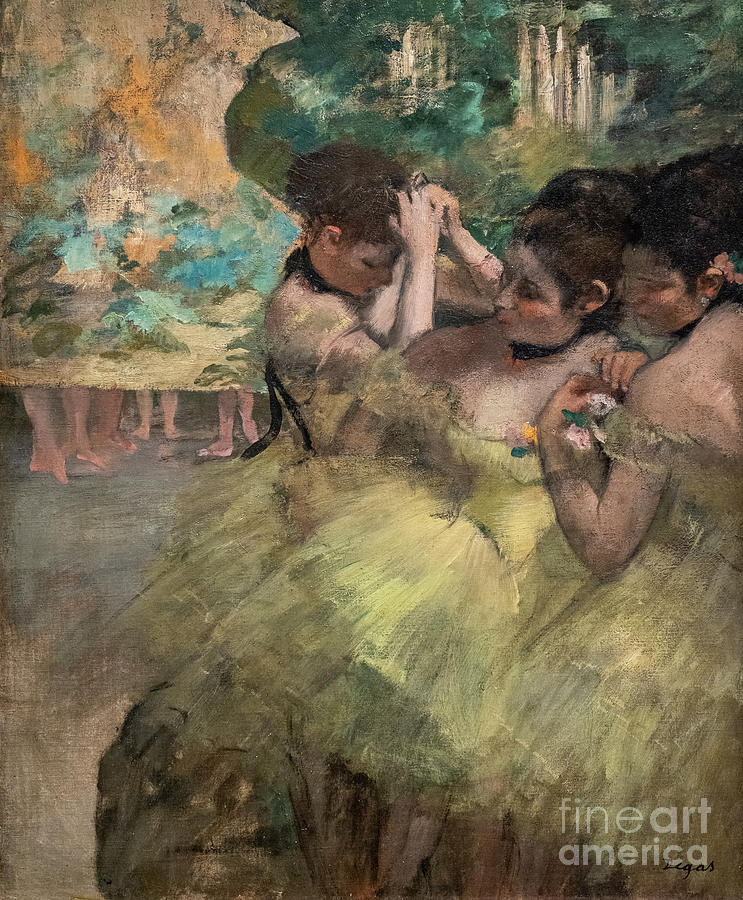 Behind The Scenes Also Known As Yellow Dancers Painting by Edgar Degas