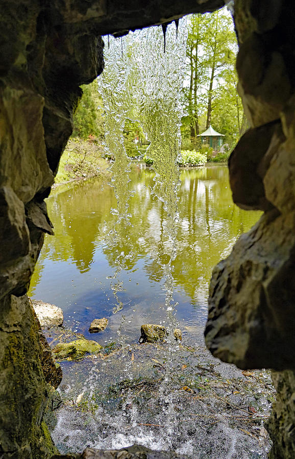 Behind The Waterfall At The Jardin des Plantes In Nantes France  Photograph by Rick Rosenshein