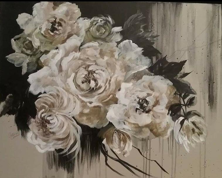 Beige roses Painting by Patricia Rachidi