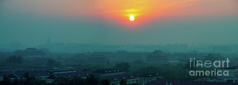 Beijing Forbidden City Sunset Panorama Photograph