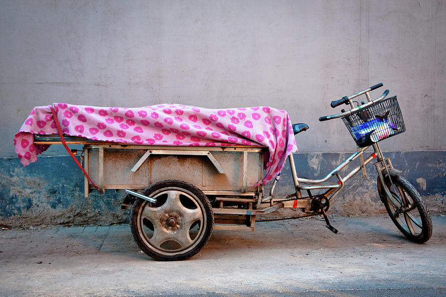 Basket Photograph - Beijing Tricycle In Hutong Alley by Nora Tejada