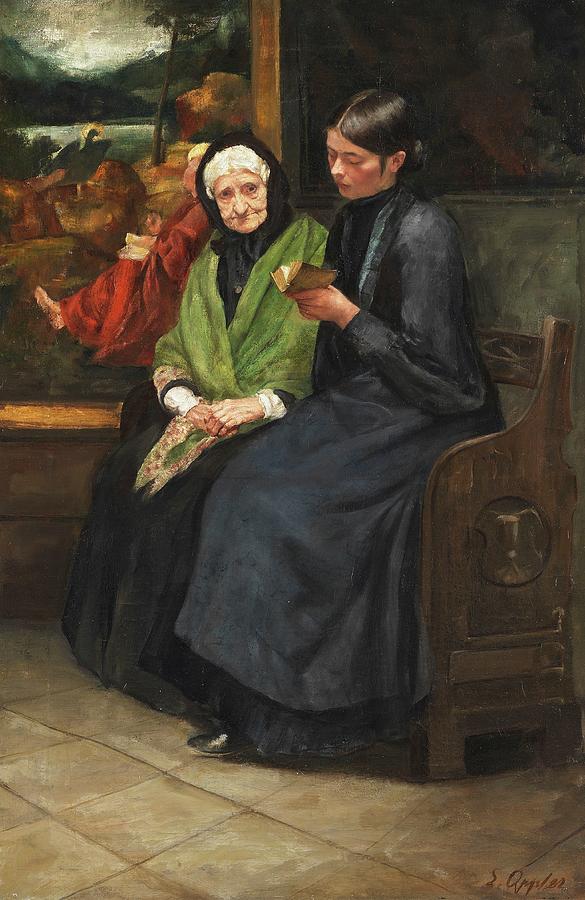 Elderly Woman Painting - Beim Gebet by Ernst Oppler