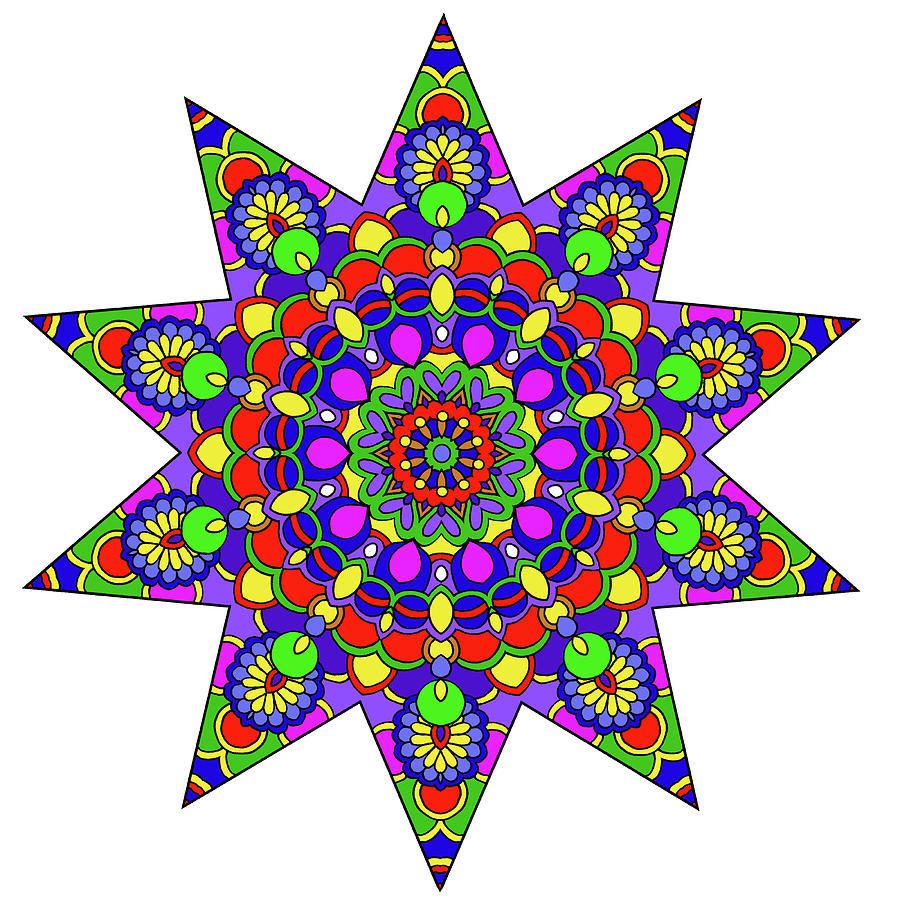 Juvenile Drawing - Being Silly Mandala Colored by Kathy G. Ahrens