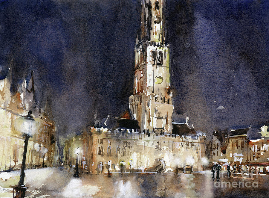 Belfry of Bruges- Belgium Painting by Ryan Fox
