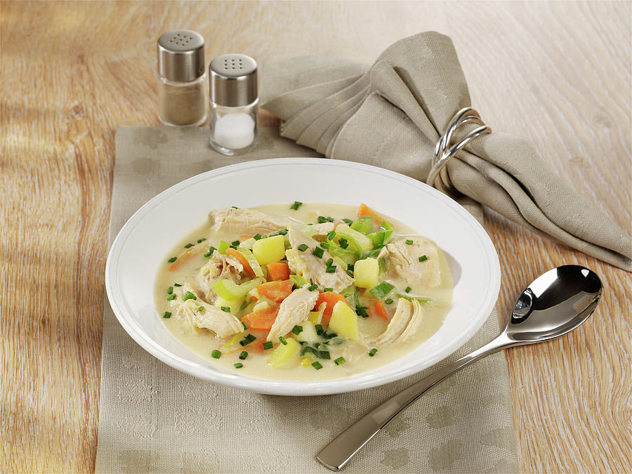 Belgian Chicken Soup With Vegetables Photograph by Photoart / Stockfood Studios