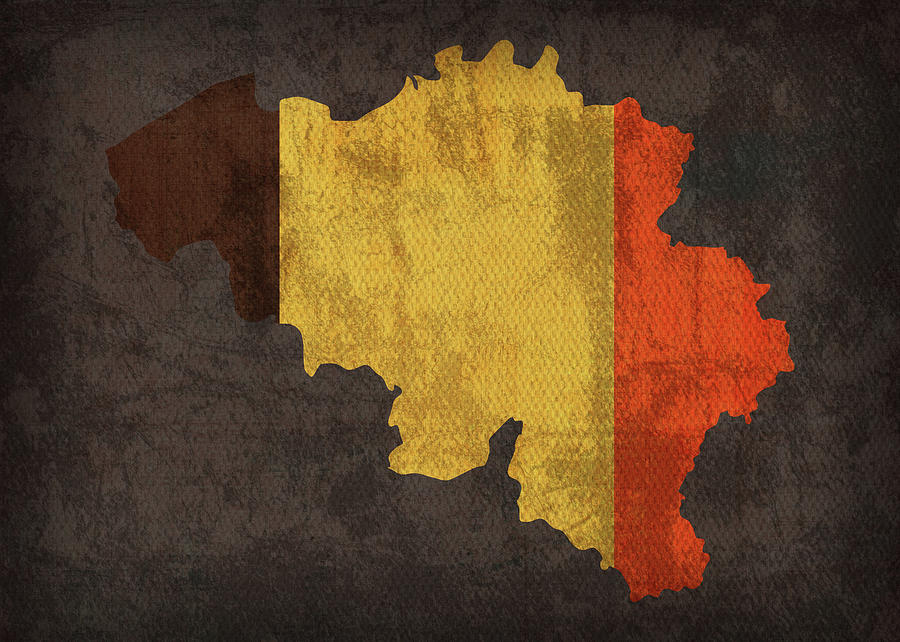Flag Mixed Media - Belgium Country Flag Map by Design Turnpike