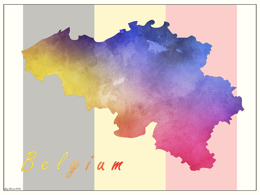 Belgium Map Style 1 Drawing by Greg Edwards