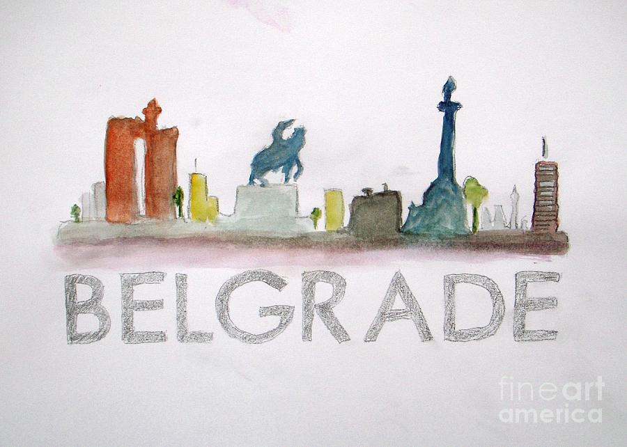 Abstract Painting - Belgrade Skyline by Vesna Antic