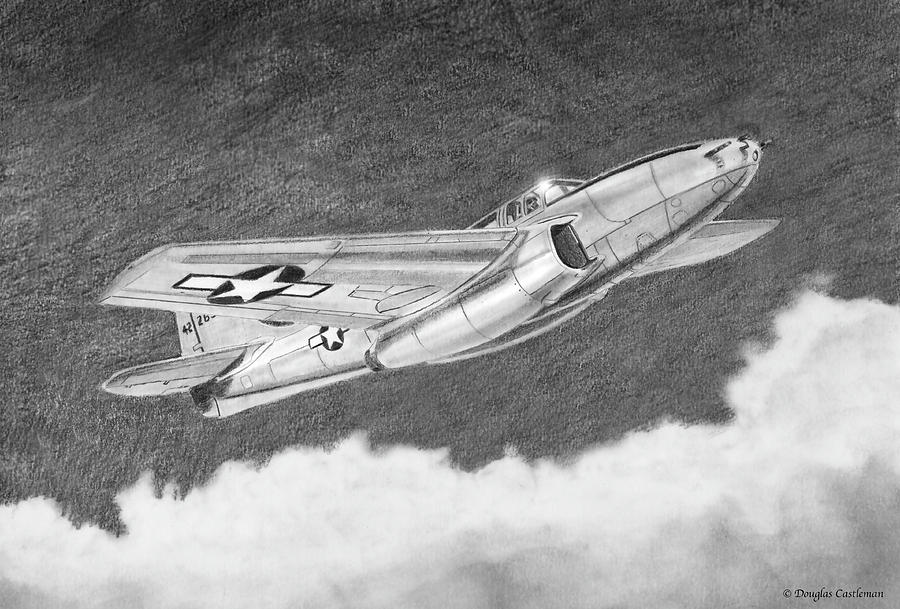 Bell P-59 Airacomet Drawing by Douglas Castleman