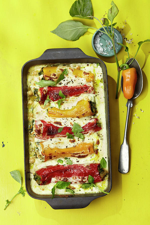 Bell Pepper Cannelloni With Ricotta Sauce Photograph by Ulrike Stockfood Studios / Holsten