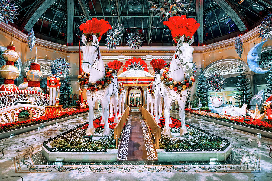 Bellagio Conservatory Horses and Carriage Front Wide 2018 Photograph by Aloha Art