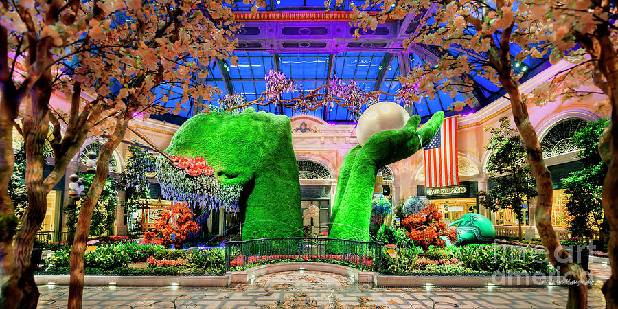 Las Vegas Photograph - Bellagio Conservatory Spring Display Ultra Wide Trees 2018 2 to 1 Aspect Ratio by Aloha Art