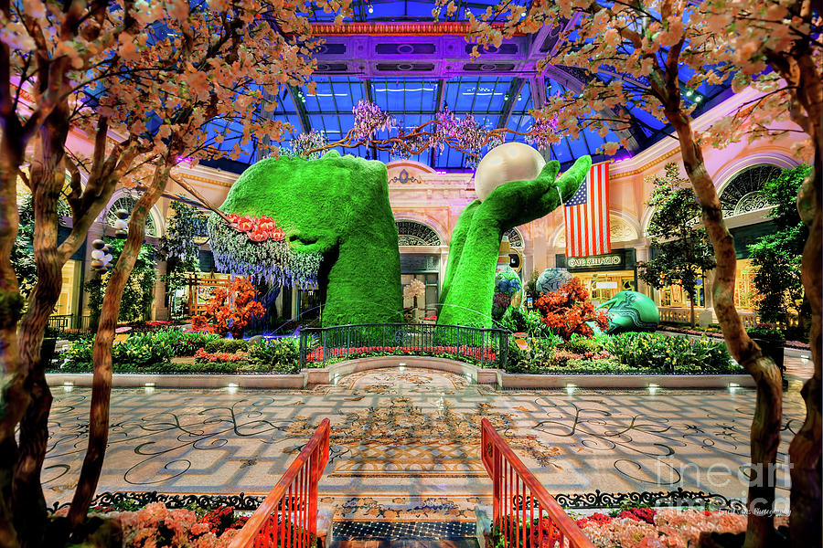 Las Vegas Photograph - Bellagio Conservatory Spring Display Ultra Wide Trees 2018 by Aloha Art
