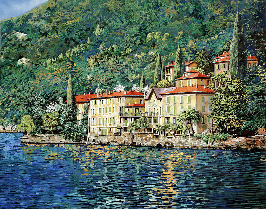 Landscape Painting - Bellano on Lake Como by Guido Borelli