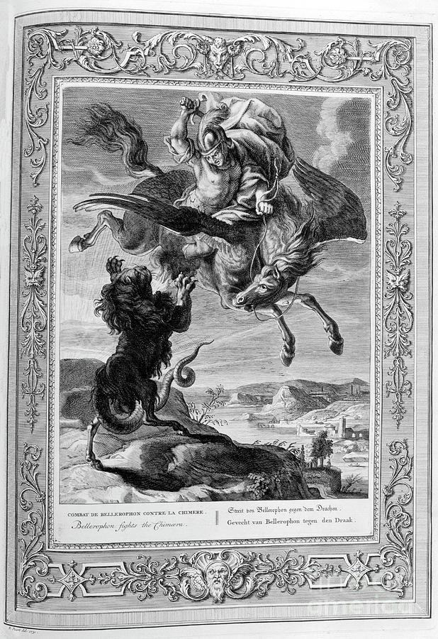 Bellerophon Fights The Chimera, 1733 Drawing by Print Collector