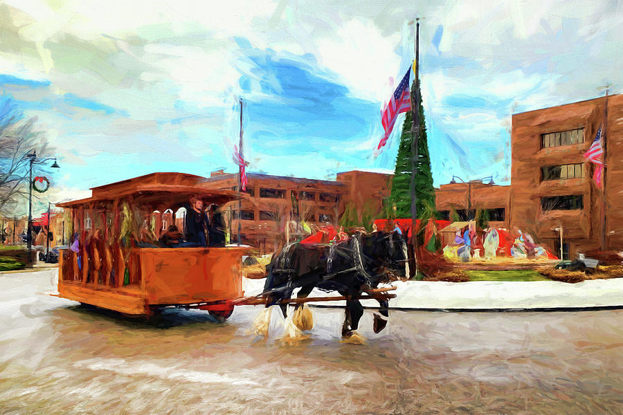 Belleville Christmas Trolley Digital Art by John Freidenberg