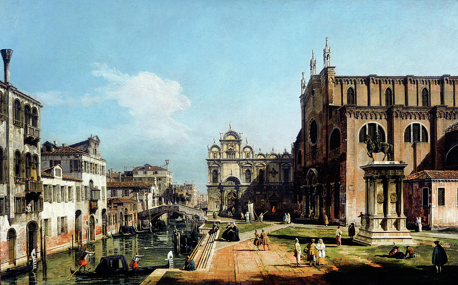 The Campo di SS. Giovanni e Paolo, Venice, 1743-47 Painting by Bernardo Bellotto