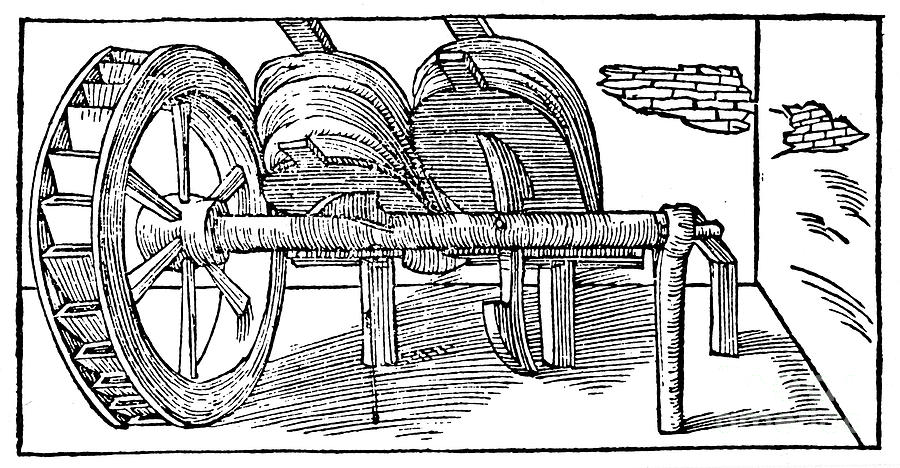 Bellows Operated By A Camshaft Powered Drawing by Print Collector