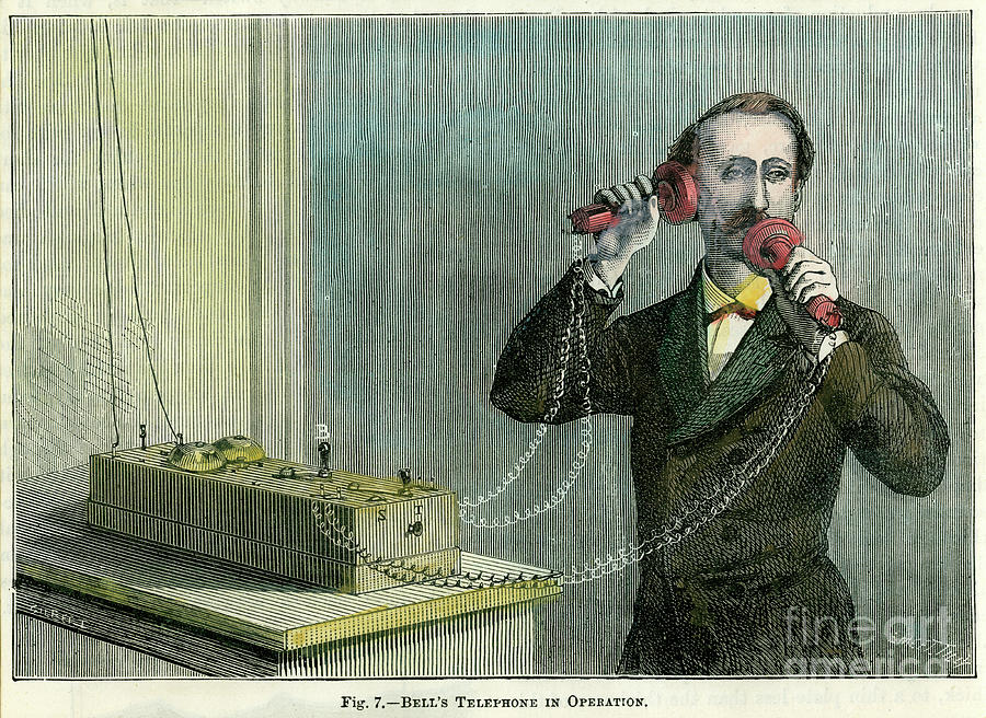 Bells Telephone In Operation, Late 19th Drawing by Print Collector