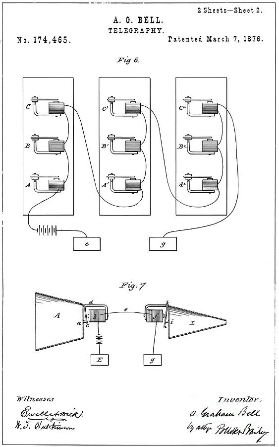 Machine Photograph - Bells Telephone Patent by Us National Archives And Records Administration/science Photo Library