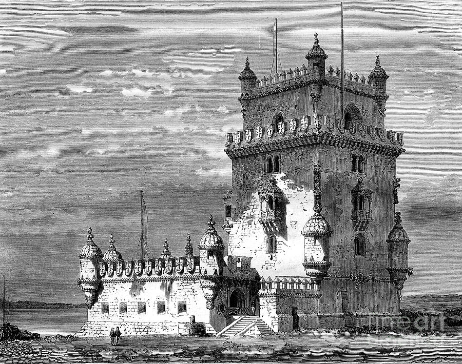 Belém Tower, Lisbon, Portugal, 19th Drawing by Print Collector