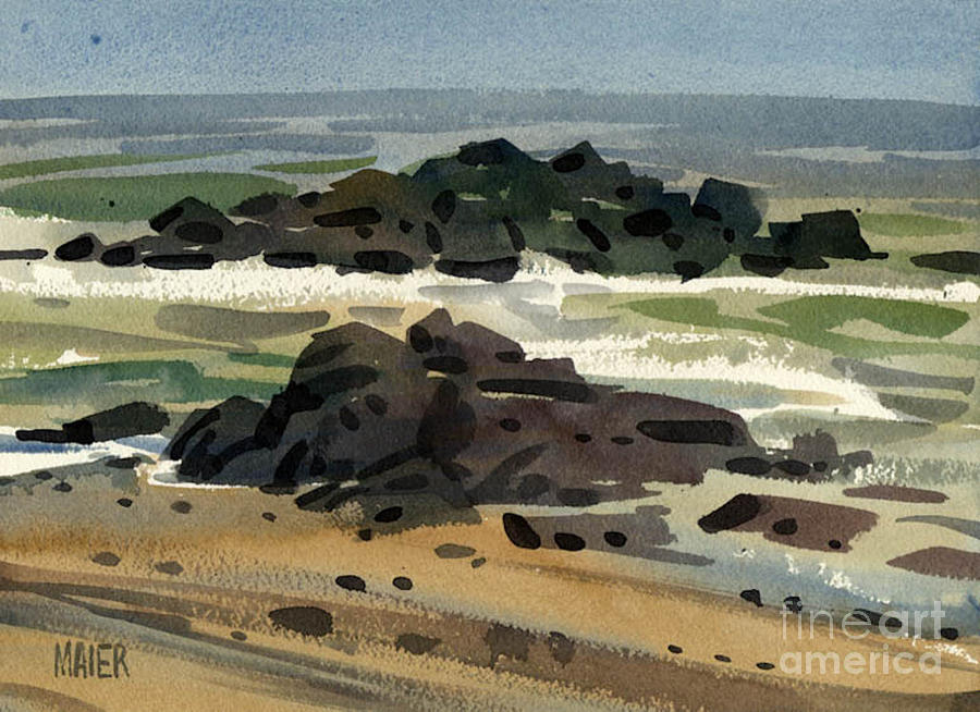Beach Painting - Belmar Jetty by Donald Maier
