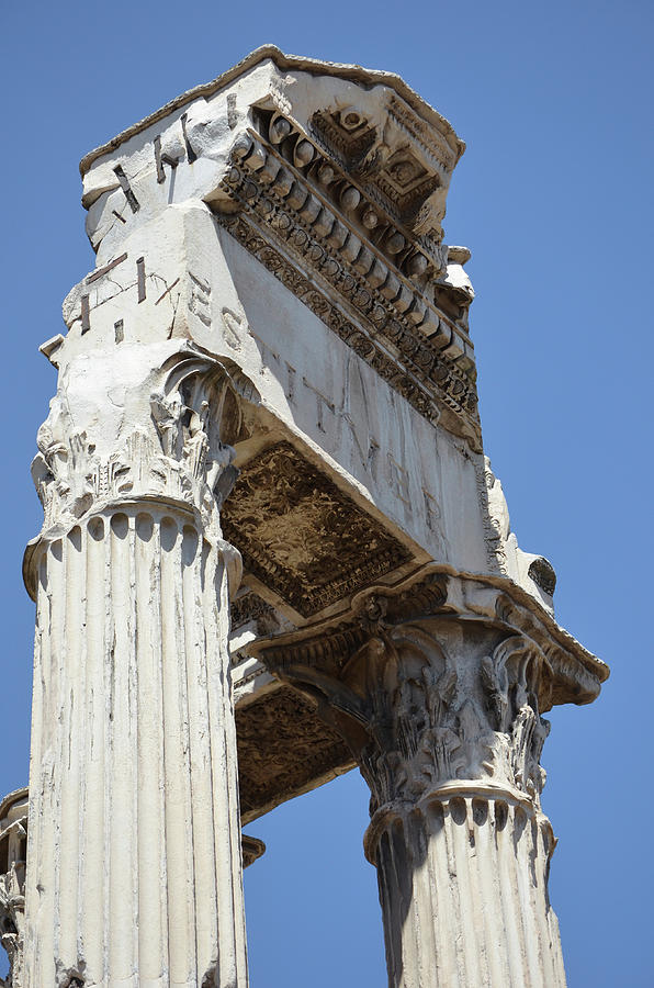 Below Temple of Vespasian and Titus Clear Blue Sky Roman Forum Italy ...