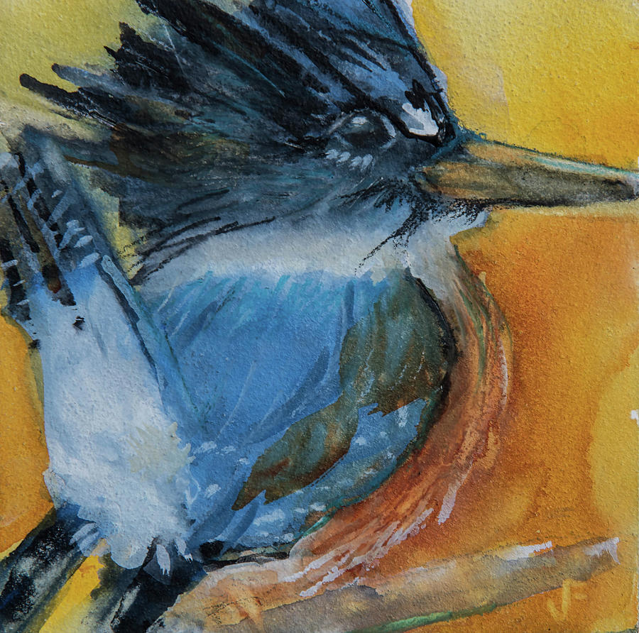 Belted Kingfisher Painting by Jani Freimann