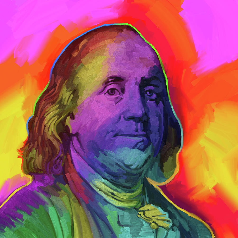 Portrait Digital Art - Ben Franklin Pop Art by Howie Green