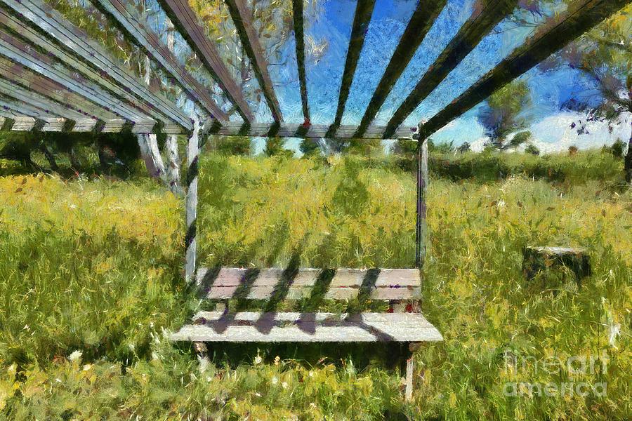 Bench and flowers II by George Atsametakis Bench and flowers II by George Atsametakis