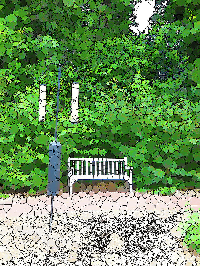 Summer Painting - Bench in park by Jeelan Clark