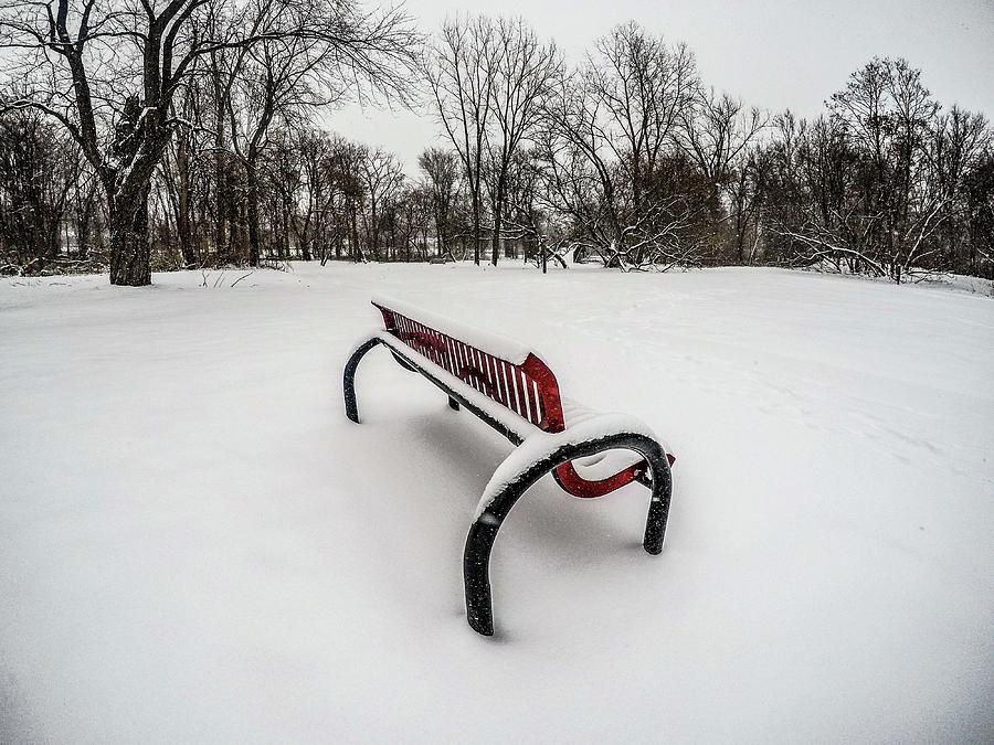 Bench in the Snow G0853398 Digital Art by Michael Thomas