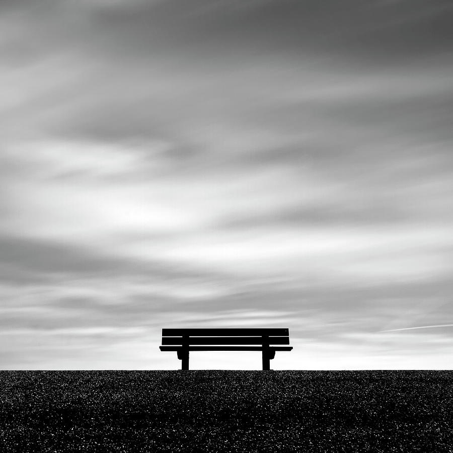Black And White Photograph - Bench, Long Exposure by Kees Smans